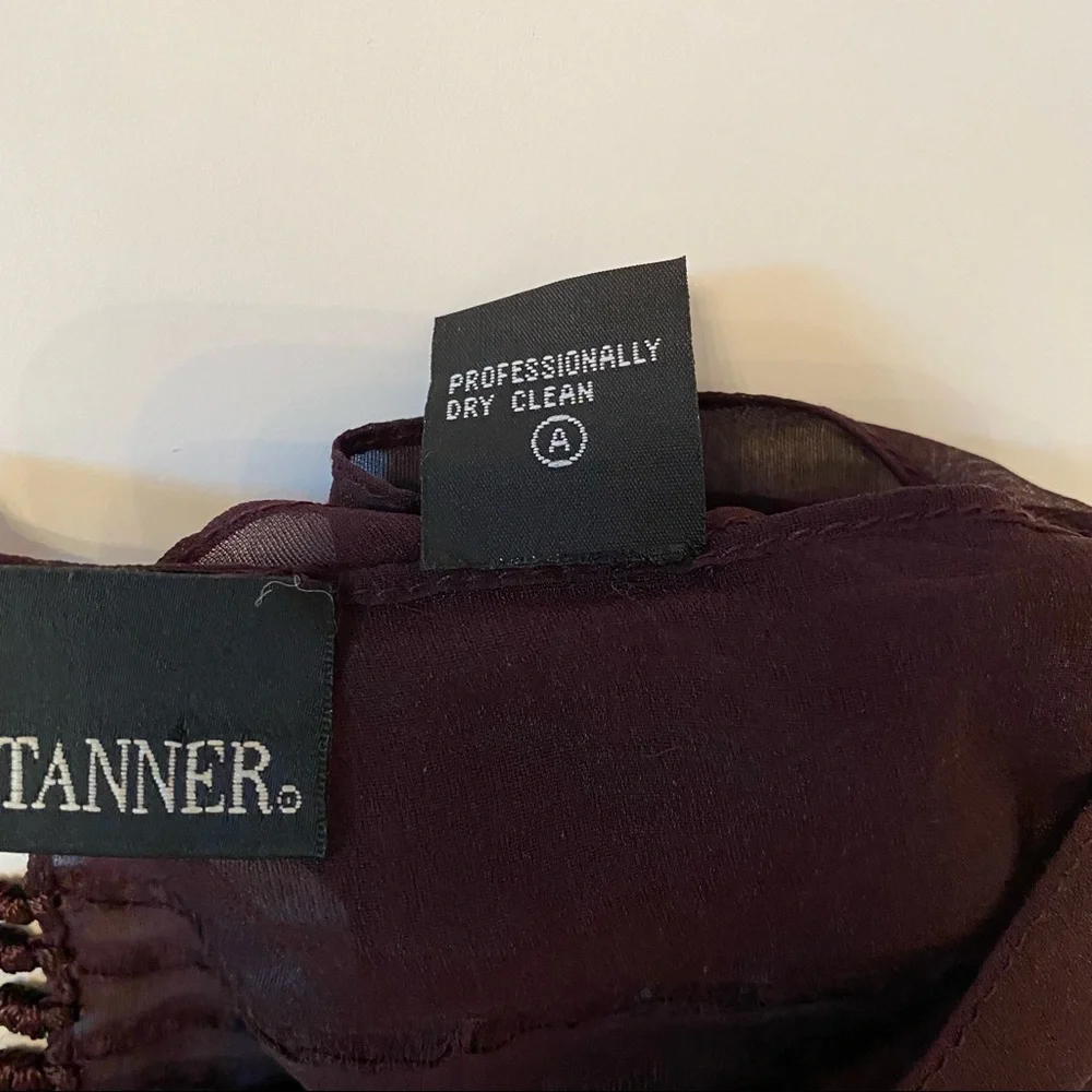 TANNER SCARF BROWN SILK SHEER RIBBED TEXTURE FRINGE LONG RECTANGLE ACCESSORY